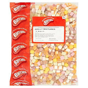 Barratts Dolly Mixture 3kg Bulk Bag - A classic assortment of iconic British and Irish retro sweets featuring tiny colourful fondant and jelly pieces with aniseed notes.