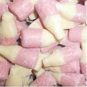 Hannahs Strawberry Milkshake Bottles 3kg Bulk Bag - Pink chocolate flavoured candy sweets