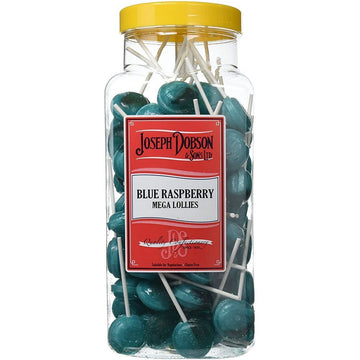 Dobsons Blue Raspberry Mega Lolly Bulk Tub (Approx. 2.175kg) | ##shopname## | Raspberry Lollies