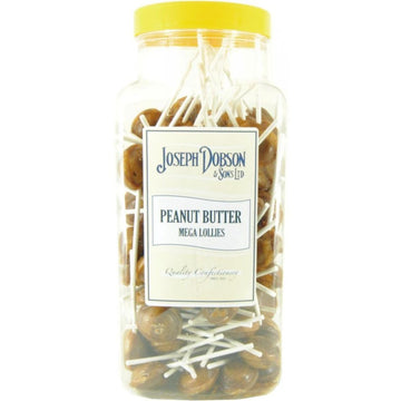 Dobsons Peanut Butter Mega Lolly Bulk Tub - Peanut butter flavoured hard candy lollipops