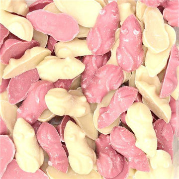 Hannahs Pink & White Chocolate Mice 3kg Bulk Bag - Retro pink and white chocolate flavoured mice sweets