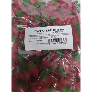 Finex Plain Cherry Jellies Bulk Tub - Approx 240 sweet cherry flavoured chewy sweets (1920g)