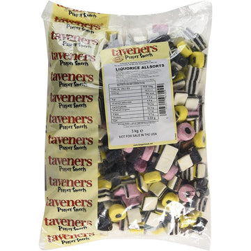 Taveners Liquorice Allsorts 3kg Bulk Bag - Classic British sweet mix with liquorice and fondant