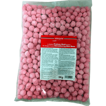 Verquin Strawberry Bon Bons 3kg Bulk Bag - Chewy French sweets with strawberry flavour