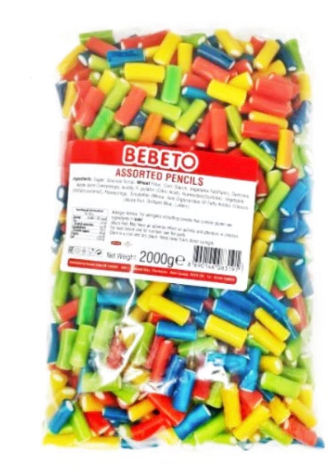 Bebeto Assorted Fondant Pencils 2kg Tub (Approx. 1000 Pieces) | ##shopname## | Jellies & Chewy Sweets