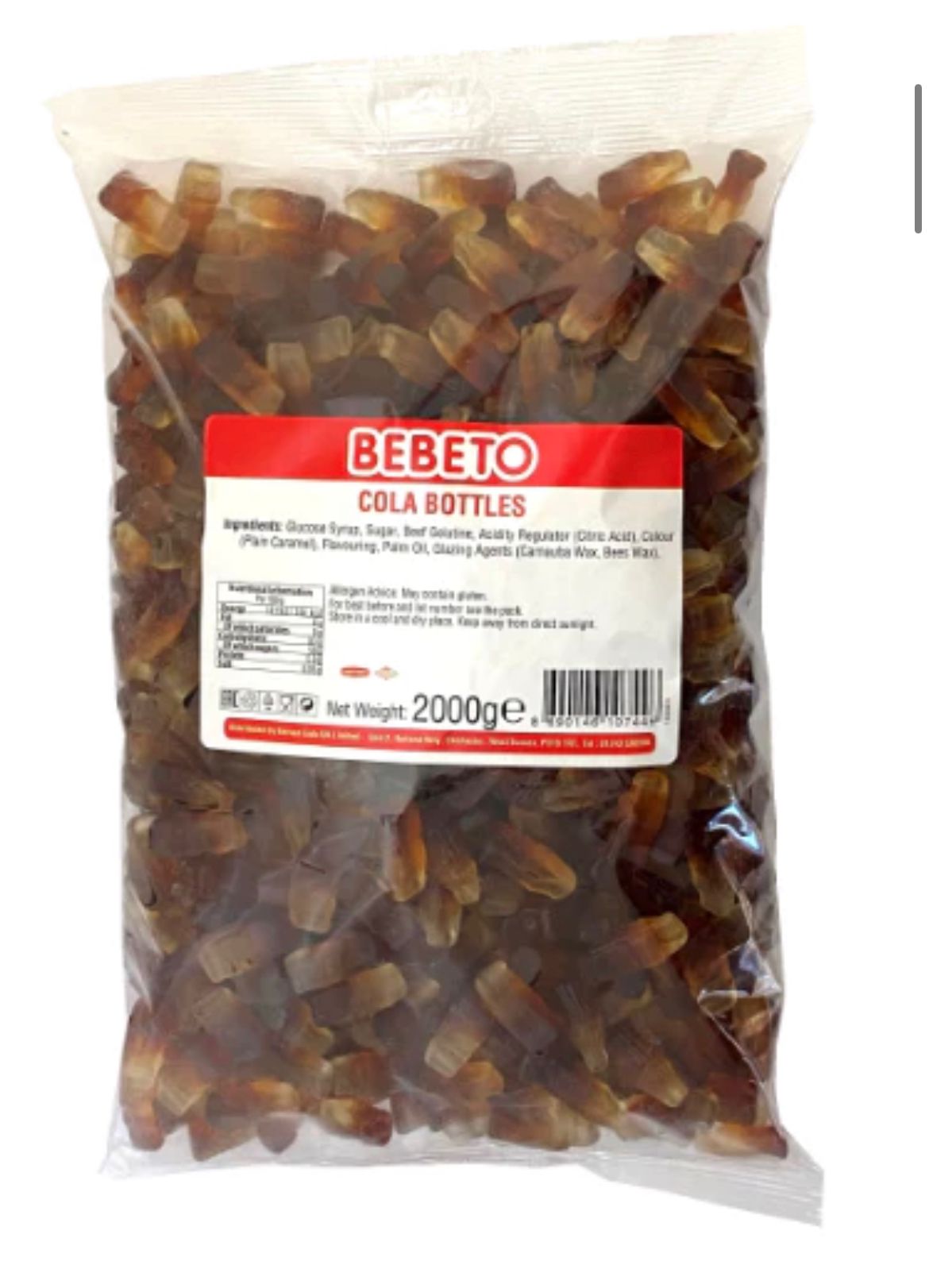 Bebeto Fizzy Cola Bottles 2kg approx 1000 Pieces Halal