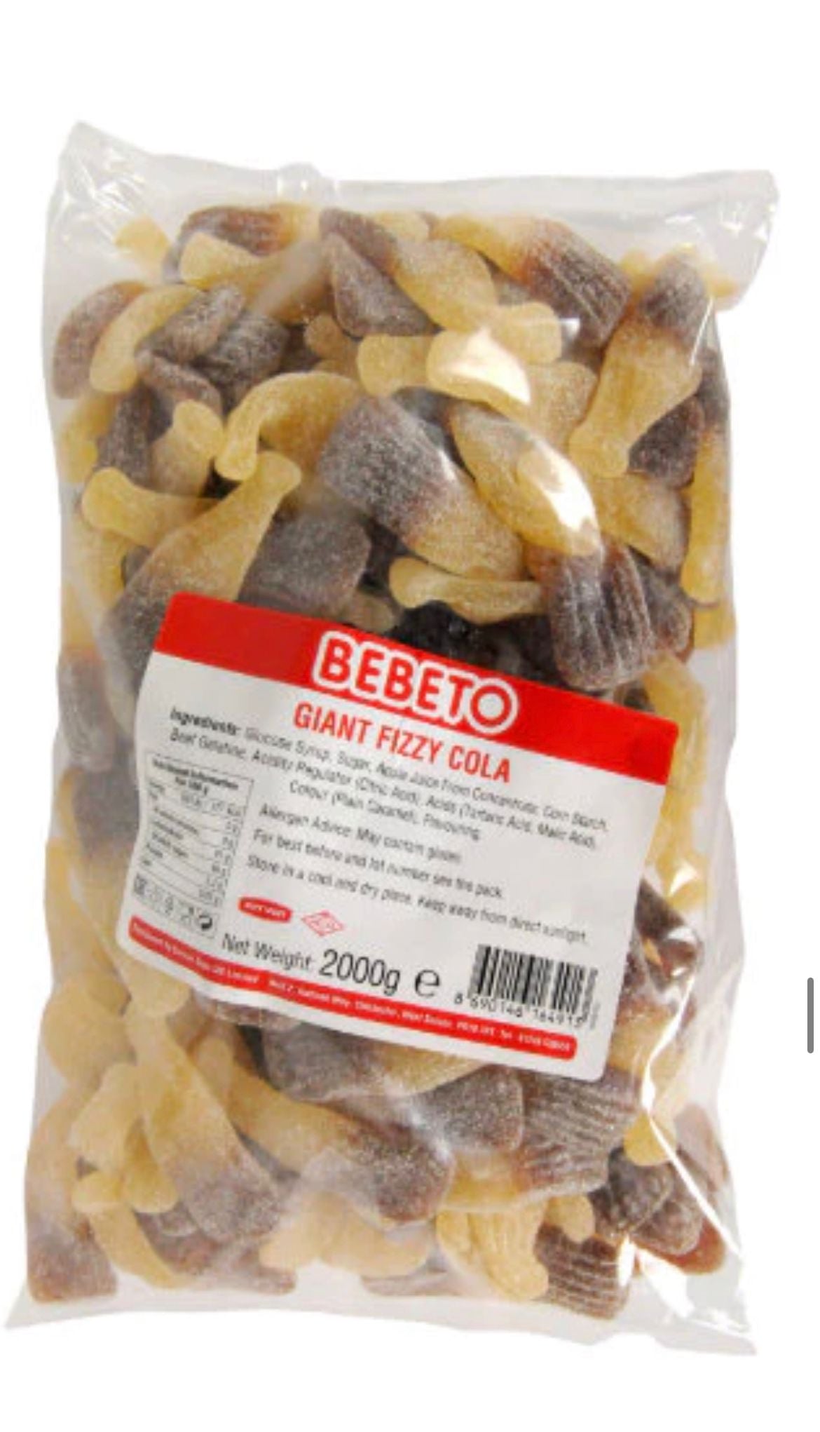 Bebeto Giant Fizzy Cola Bottles approx 140 pieces 2kg Halal