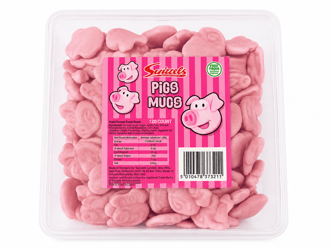 Swizzels Pigs Mugs Full Drum (120 Count) | ##shopname## | Jellies & Chewy Sweets