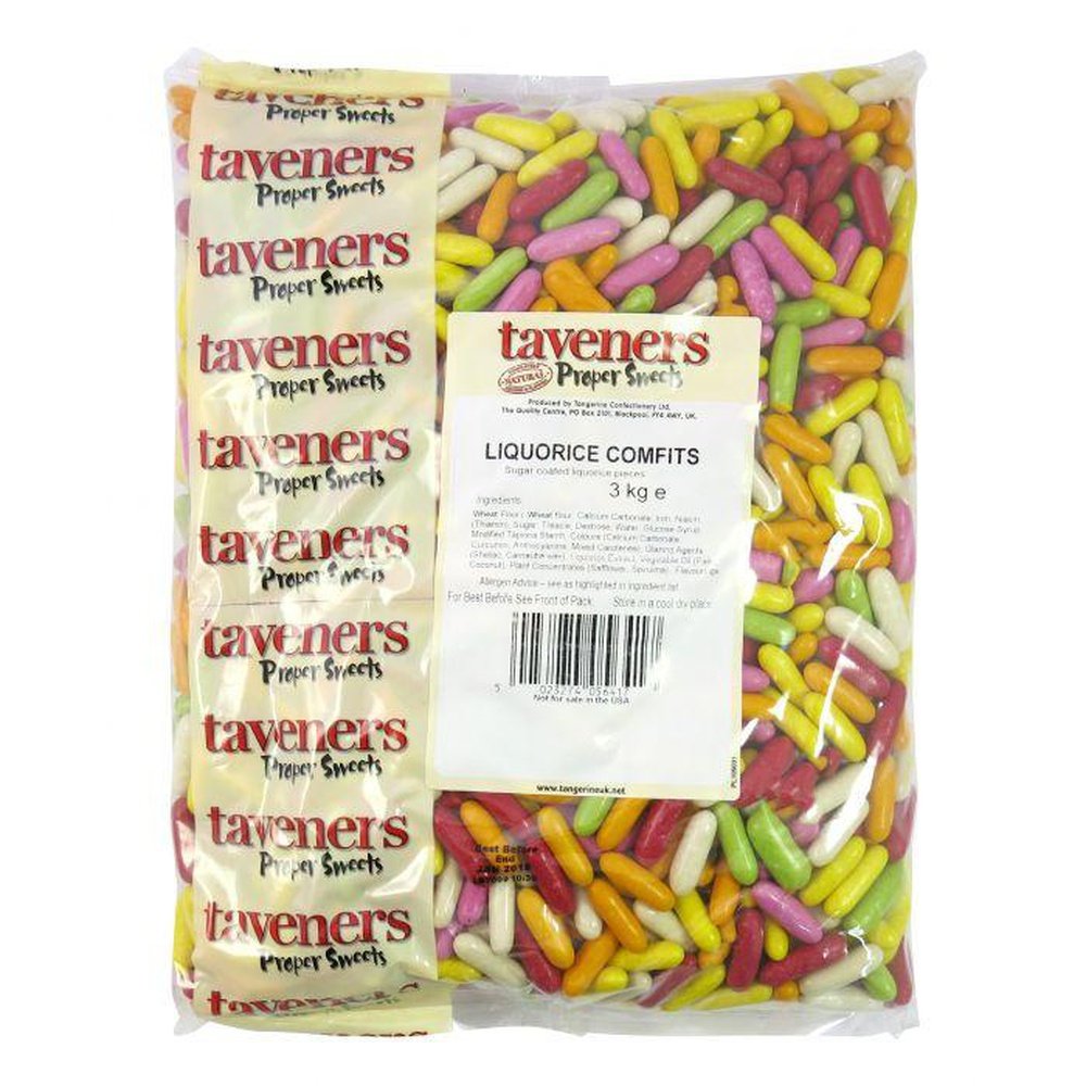 Taveners Liquorice Comfits 3kg partysweets.ie
